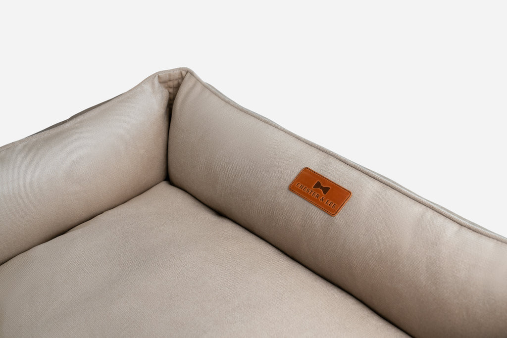 Chester & Lee | Classic Velvet Sleeper Dog Bed Beige