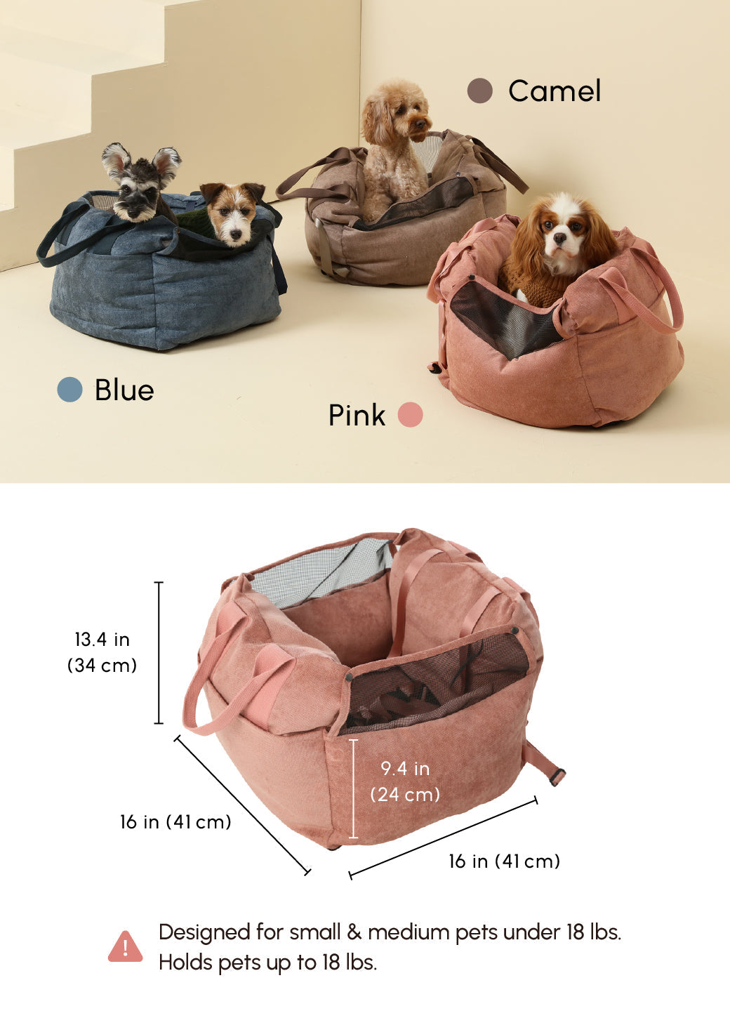 Puff Guard Dog Car Seat - Pink